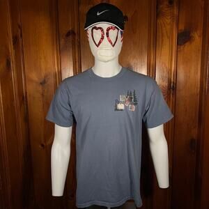 Gildan L 90s Pequot Lakes MN Souvenir Tee Blue Graphic Embroidered Cotton